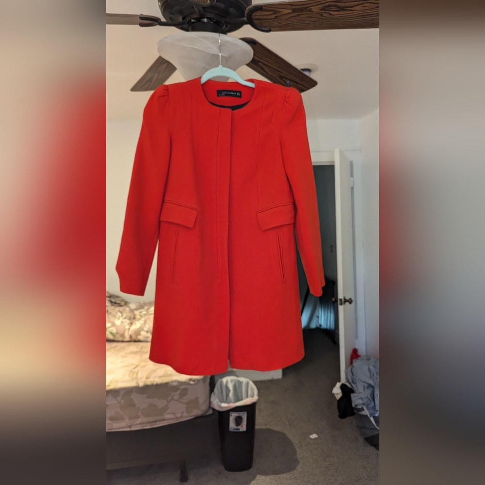 Red Zara women  jacket coat   size small